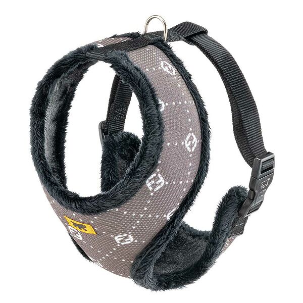 Шлейка с мехом для собак крупных пород Nikita Fur XL, коричневая