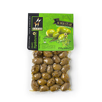 Оливки Astir зеленые с косточкой 250 г, Греция