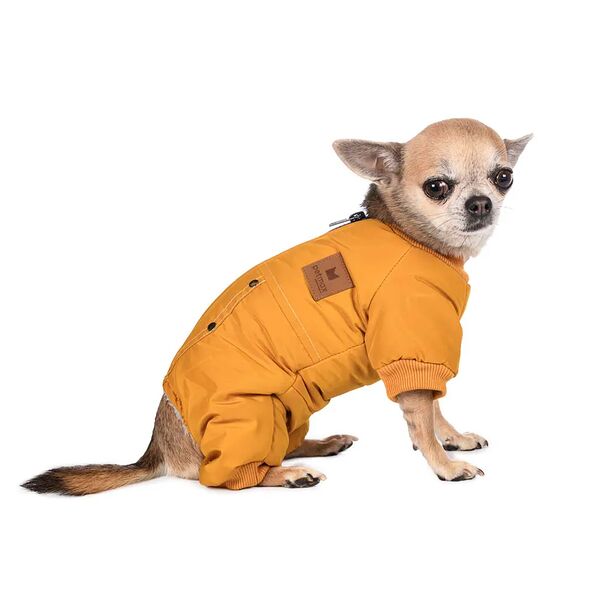 Комбинезон на молнии для собак XS горчичный (девочка)