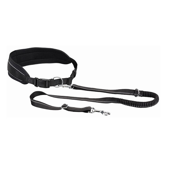 Ремень поясной с поводком, 90-135 см/9 см, черный