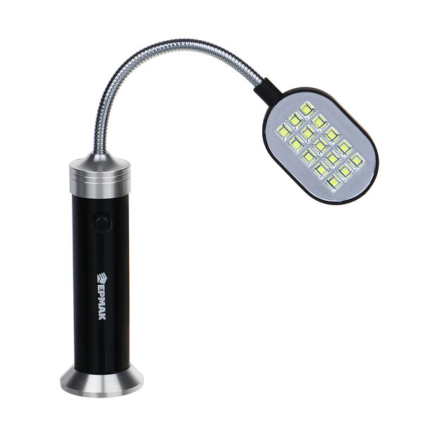 Ермак фонарик гибкий 15 smd led, 3xaaa, алюминий, 30х4 см