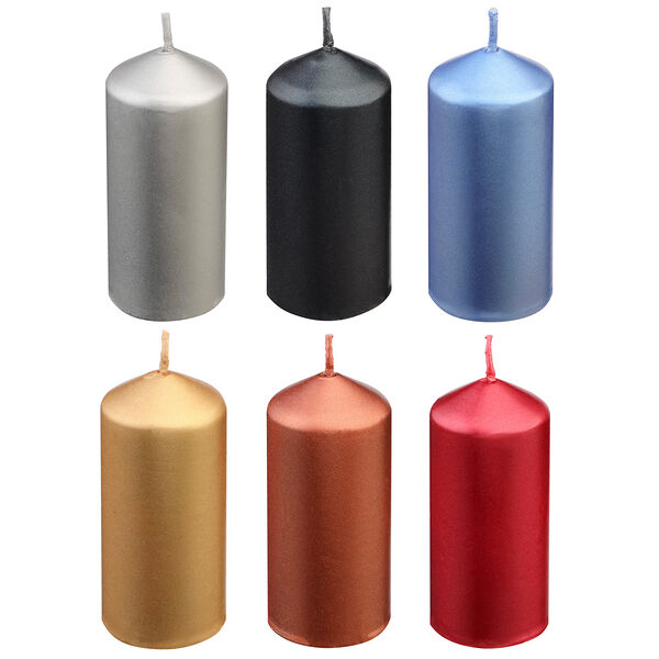 Свеча столбик 5х12 см, лакированный, парафин, 6 цветов