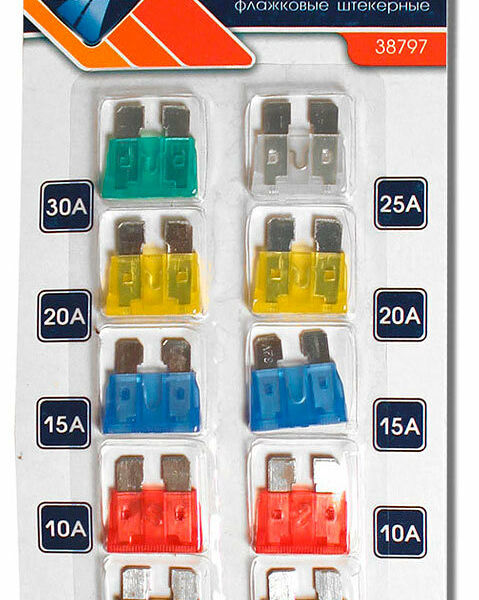 Предохранители автомобильные флажковые штекерные 10 шт ТМ Nova Bright (Нова Брайт) 