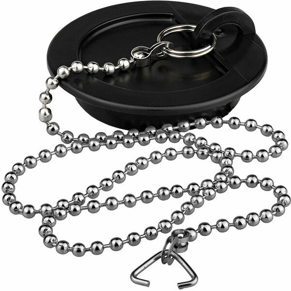 Пробка для ванны (раковины) ЧЁРНАЯ c цепочкой из нерж.стали 45 см MASTERPROF