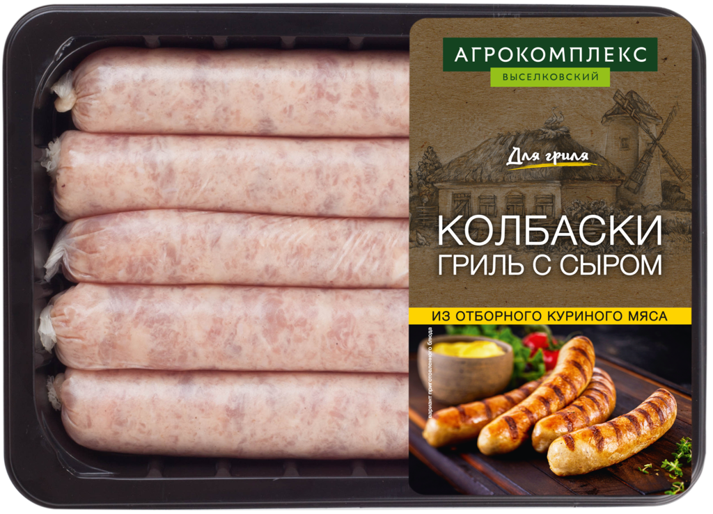 

Колбаски Агрокомплекс куриные с сыром 350 г