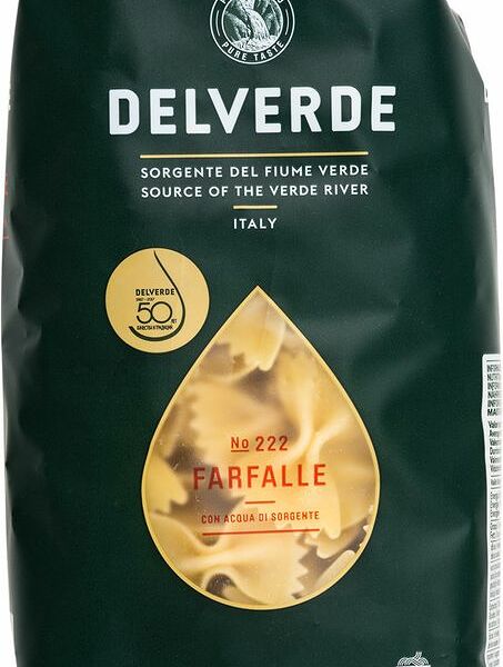Макароны Delverde Farfalle №222 из твёрдых сортов пшеницы, 500г