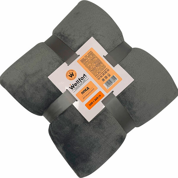 Плед Braid корал флис серый 240х260см