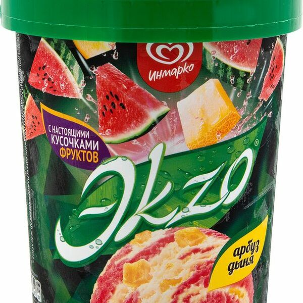 Мороженое молочное Эkzo ванильное с добавлением сока арбуза и дыни 2%, 520г