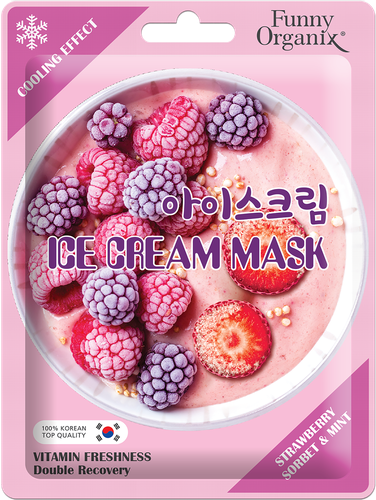 

Маска тканевая Funny Organix Ice Cream Mask Морозная свежесть клубника и мята 22 г