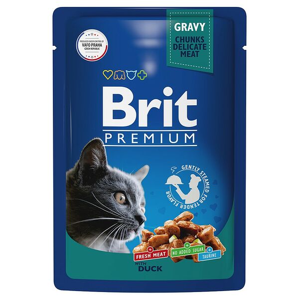 Brit Premium пауч для кошек (кусочки в соусе) Утка