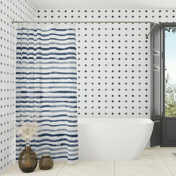 Штора для ванной комнаты Акварельные полосы, 180х180 см, полиэстер