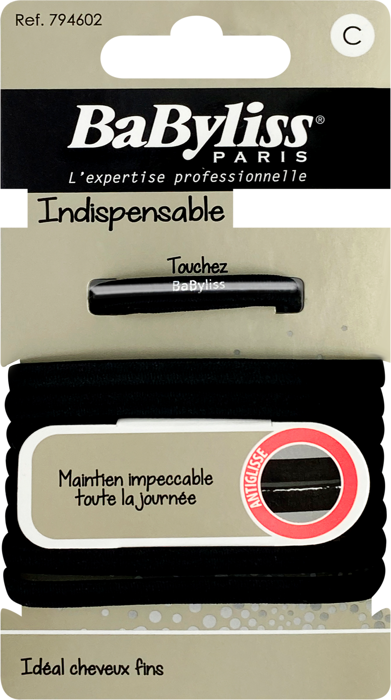 

Резинки для волос BABYLISS PARIS Sport черные нескользящие, Арт. BS794602, 10шт