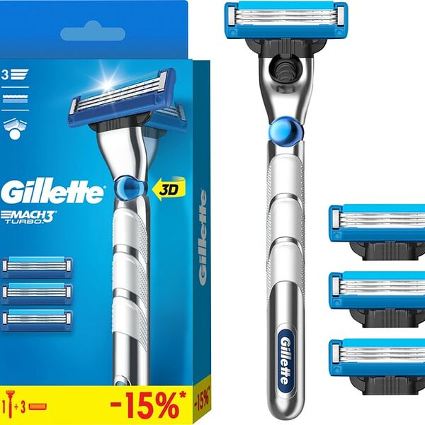 Бритва Gillette Mach3 Turbo с 3 сменными кассетами