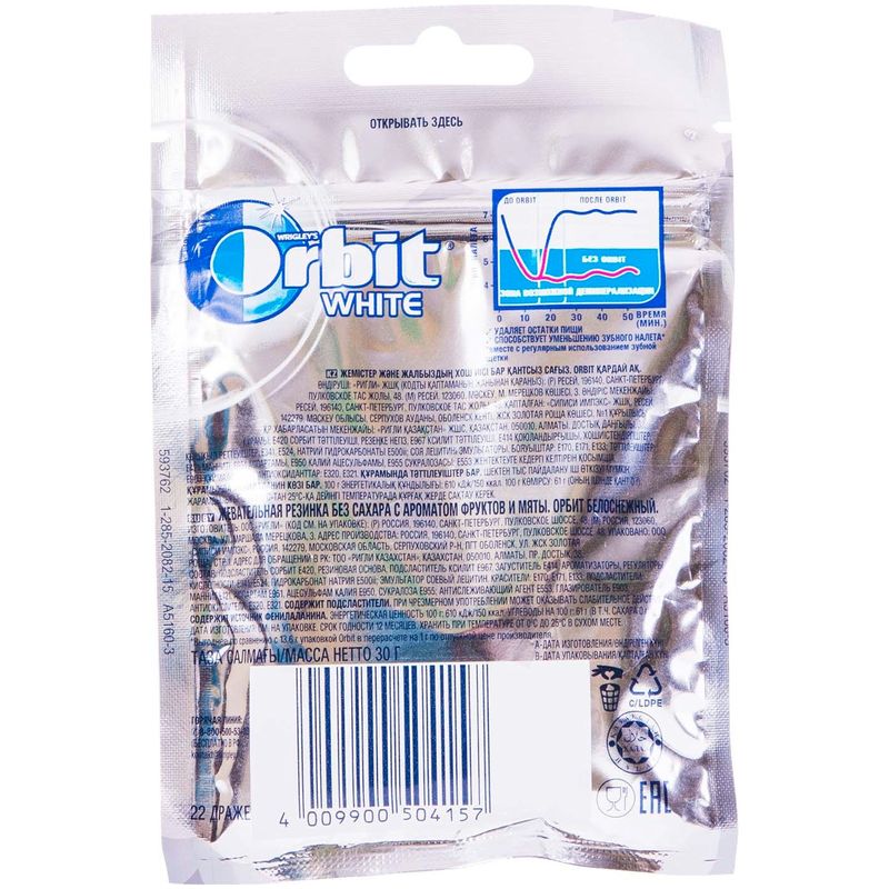 

Жевательная резинка Orbit White Bubblemint 30 г
