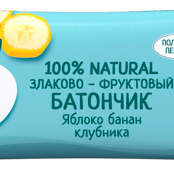 Батончик ФрутоНяня фруктово-злаковый с 12 месяцев яблоко-банан-клубника