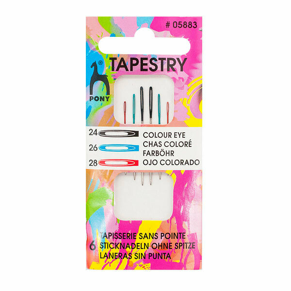 05883 Иглы для гобеленовых и трикотажных тканей цветные разм.24/28 (6 шт) PONY