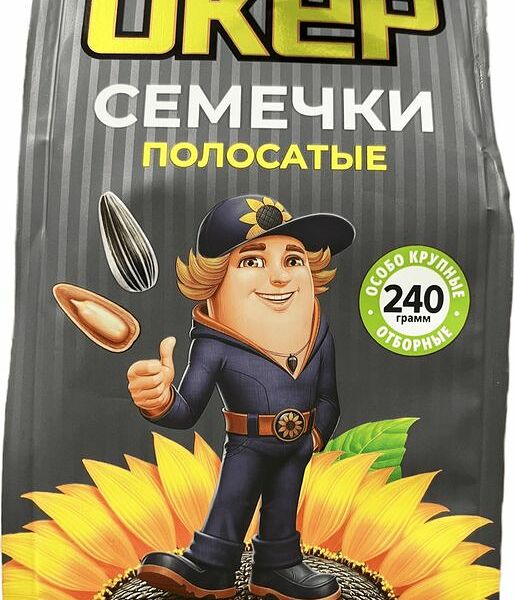 Семечки Крутой Окер подсолнечника полосатые жареные 240г