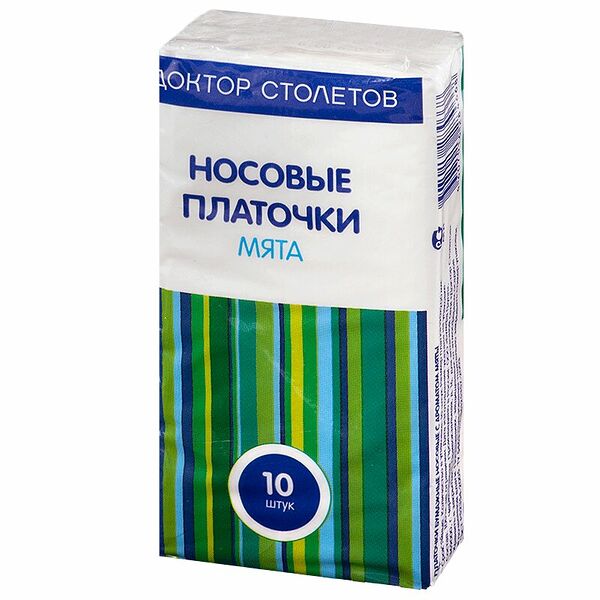 Доктор Столетов Платочки бумажные носовые Мята №10