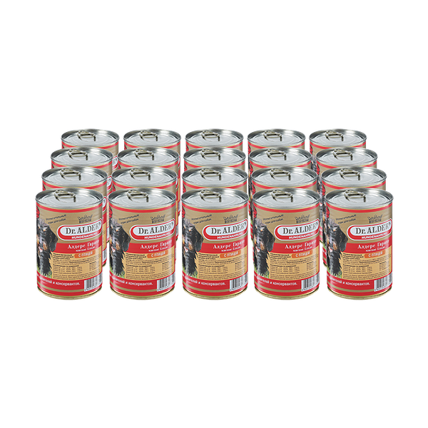 Корм для собак DR. ALDER`S Алдерс Гарант 80%рубленного мяса Птица 410г (упаковка - 20 шт)