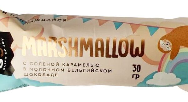 Батончик SOJ Marshmallow в молочном шоколаде с солёной карамелью, 30г