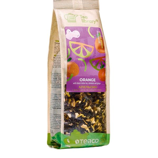 Teaco Чайная библиотека чай черный фруктово-травяной Апельсин с календулой и имбирем 100 г
