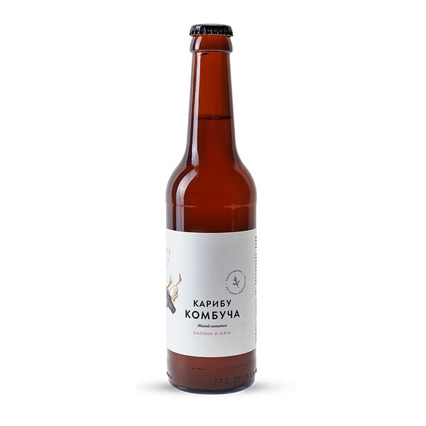 Напиток Карибу Комбуча Малина-Мята 0.33л стеклянная бутылка Россия