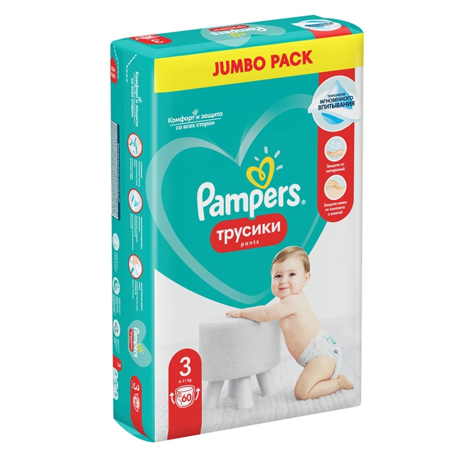 

Подгузники-трусики детские Pampers 3 Pants Midi 6-11кг 60 шт.