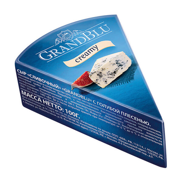 Сыр мягкий  с голубой плесенью “Сливочный” жир 56% фольга 100 г  GRANDBLU