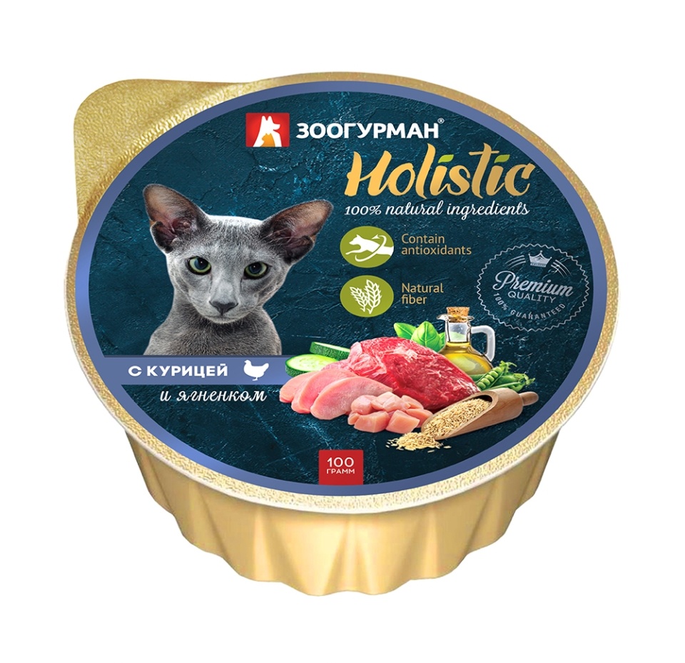 

Влажный корм Зоогурман Holistic для взрослых кошек, с курицей и ягненком 100 г