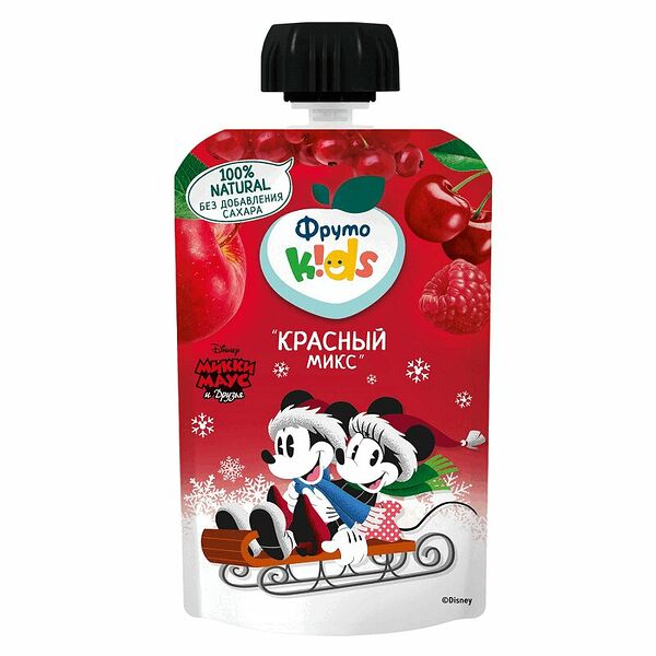 Пюре ФрутоKids Красный микс яблоко-черешня-малина-красная смородина 90 г