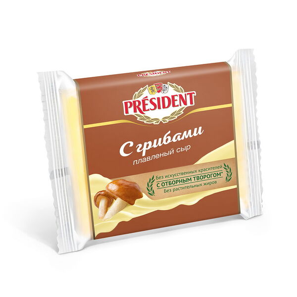 Сыр плавленый ломтевой с грибами жир. 40% 150г Президент