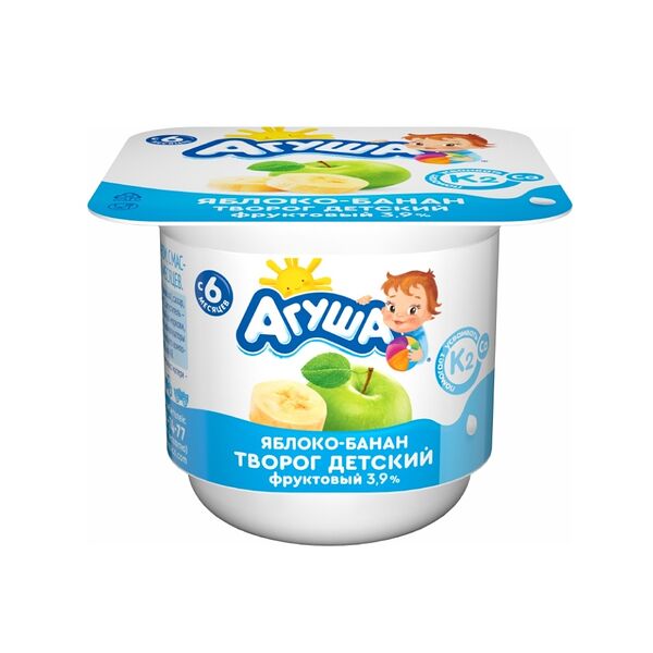 Творог детский Агуша яблоко-банан 3,9% с 6 месяцев