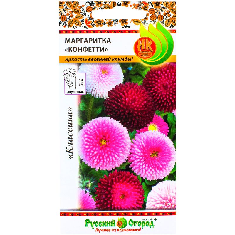 

Семена Маргаритка Конфетти Русский Огород смесь