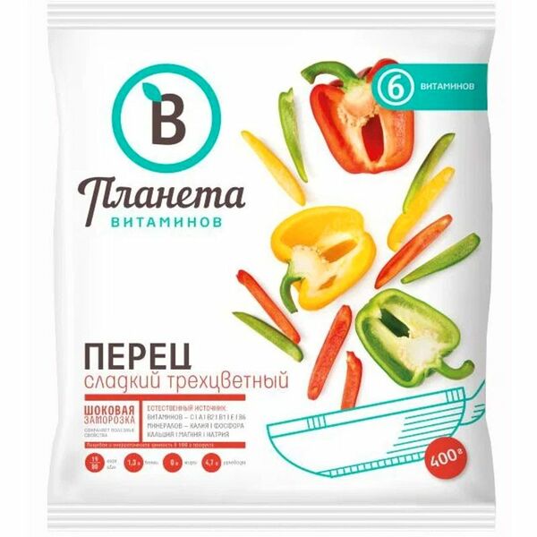 Перец Планета Витаминов сладкий трехцветный замороженный