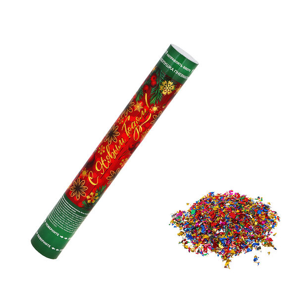 Хлопушка пневматическая Сноубум 40 см наполнитель фольга