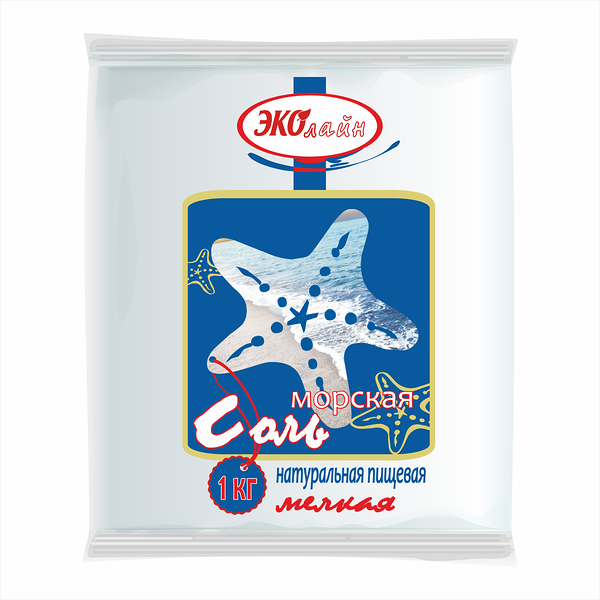 Соль морская ЭКОлайн помол №1 фас 1кг Турция