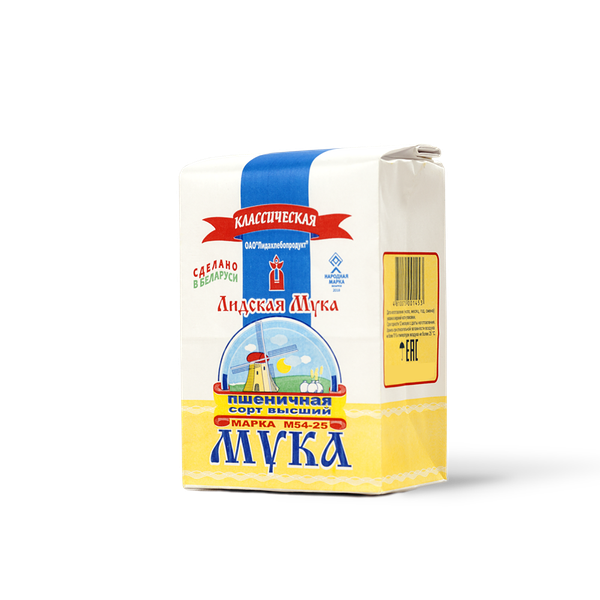 Мука Лидская пшеничная в/с М54-25 Лидские хп бум. пакет вес 2кг