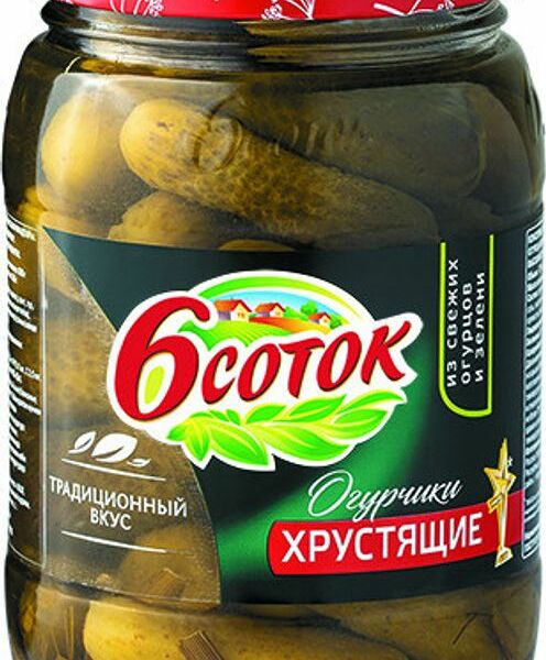 Огурцы 6 соток маринованные хрустящие, 680г