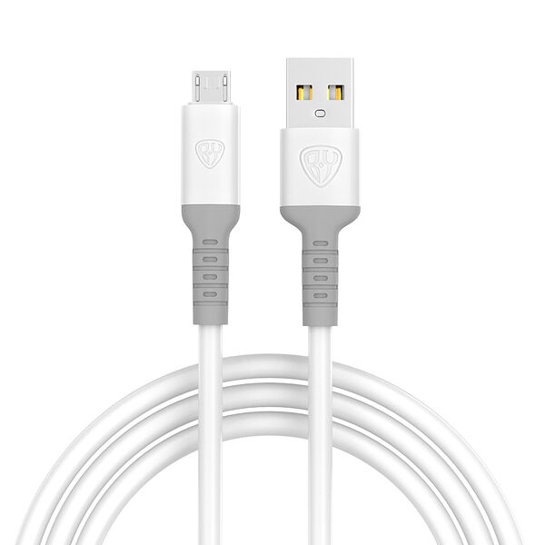 Кабель для зарядки BY powerful micro usb 1 м 3 a qc 3.0 силиконовая оплетка, белый