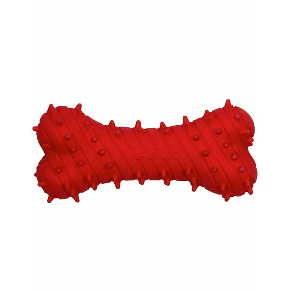 Playology Дентальная хрустящая жевательная косточка для щенков Puppy teething bone с ароматом говядины, красный до 27,2 кг