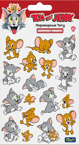 Наклейки Warner Том и Джерри 1 светящиеся переводные, 11х20 см