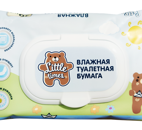 Бумага туалетная влажная LITTLE TIMES, 40шт