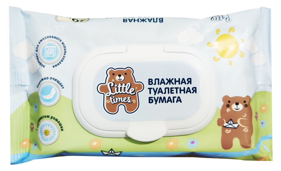 

Бумага туалетная влажная Little Times, 40 шт.