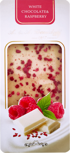 Шоколад белый А&А Demidoff с добавлением кусочков сушеной малины