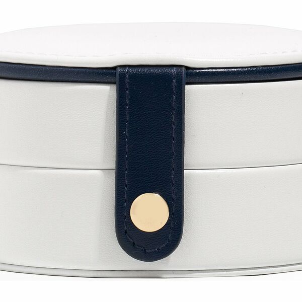 RONDA Шкатулка для украшений, экокожа, белый с синим, круглая