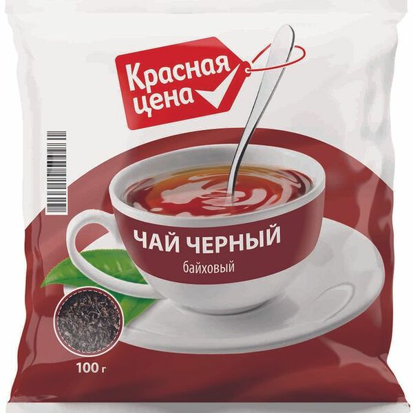 Чай Красная цена черный мелколистовой 100г