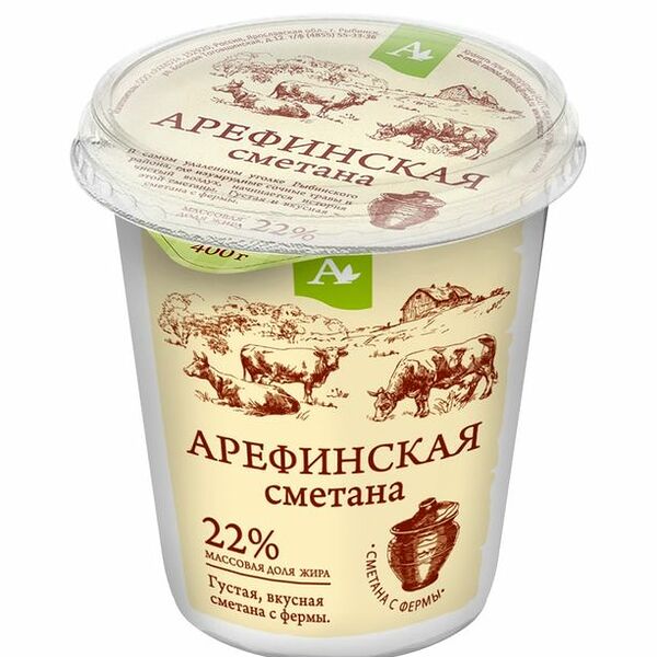 Сметана Арефинское Арефинская 22%, ГОСТ