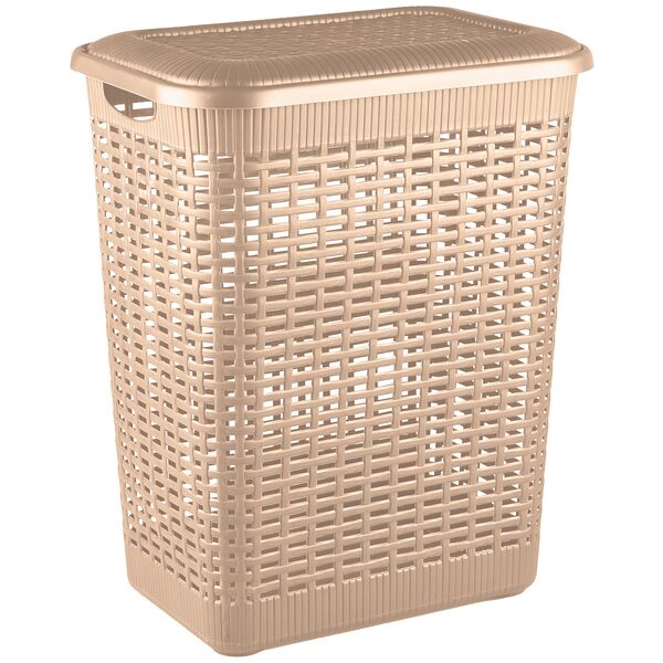 Корзина для белья БЫТПЛАСТ, прямоугольная, с крышкой, пластик, цвет в ассортименте, 50л, 42x31x56