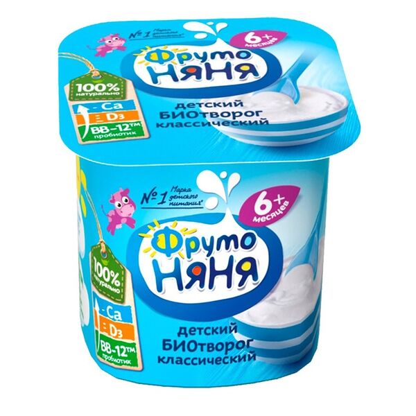 Биотворог ФрутоНяня с пробиотиком 5% для питания детей с 6-ти месяцев 100 г