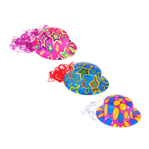 Парик карнавальный со шляпой Сноу бум 26х24х9 см, пвх, полиэстер, 3 диз.